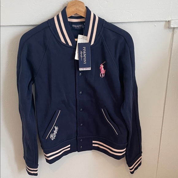 NEW Ralph Lauren Pink Pony Fleece Baseball Jacket - Picture 3 of 13